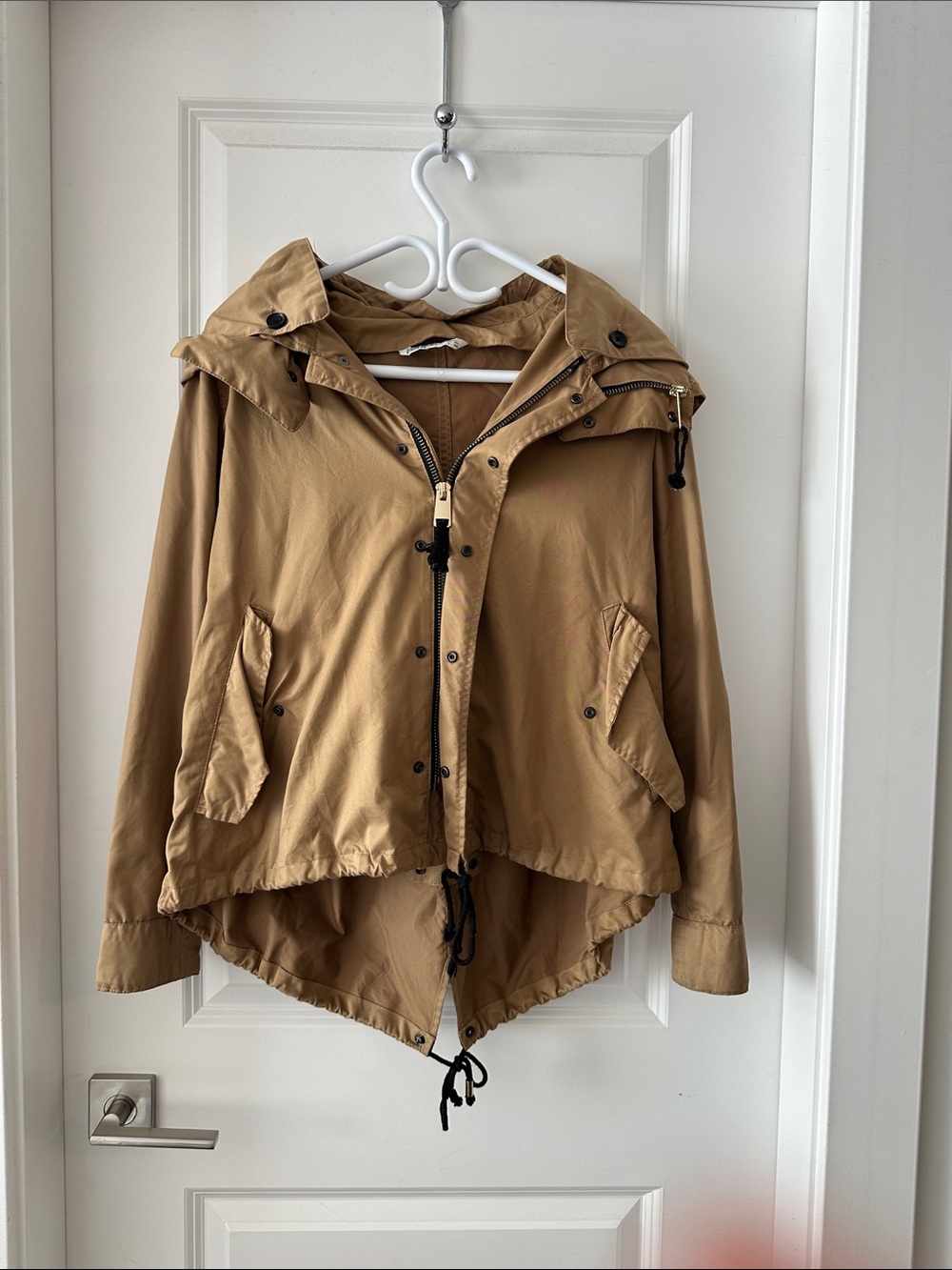 Zara Lightweight Tan Hooded Anorak Jacket